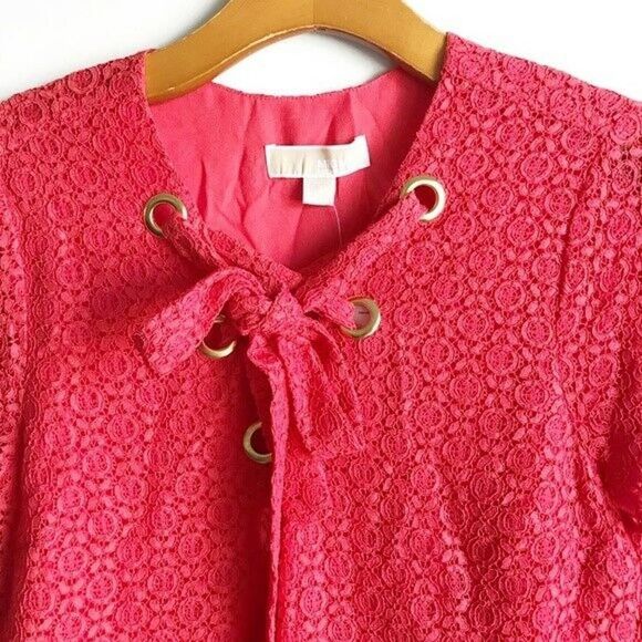 NWT Michael Michael Kors Women's Grommet Lace Up Short Sleeve Top Small/Large - Picture 4 of 8